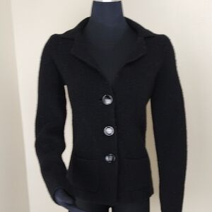 Cocogio Made in Italy Black Knit Blazer Cardigan Jacket Size S